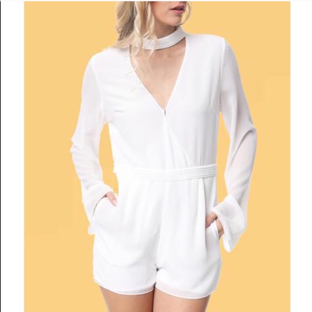 BUY 2 GET 1 'Alaia' Pleat Band Romper White - Picture 5 of 5